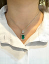 GIA & GRS Certified Natural Muzo Vivid Green Colombian Emerald Pendant Necklace with Diamonds in 18K Gold