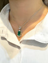 GIA & GRS Certified Natural Muzo Vivid Green Colombian Emerald Pendant Necklace with Diamonds in 18K Gold