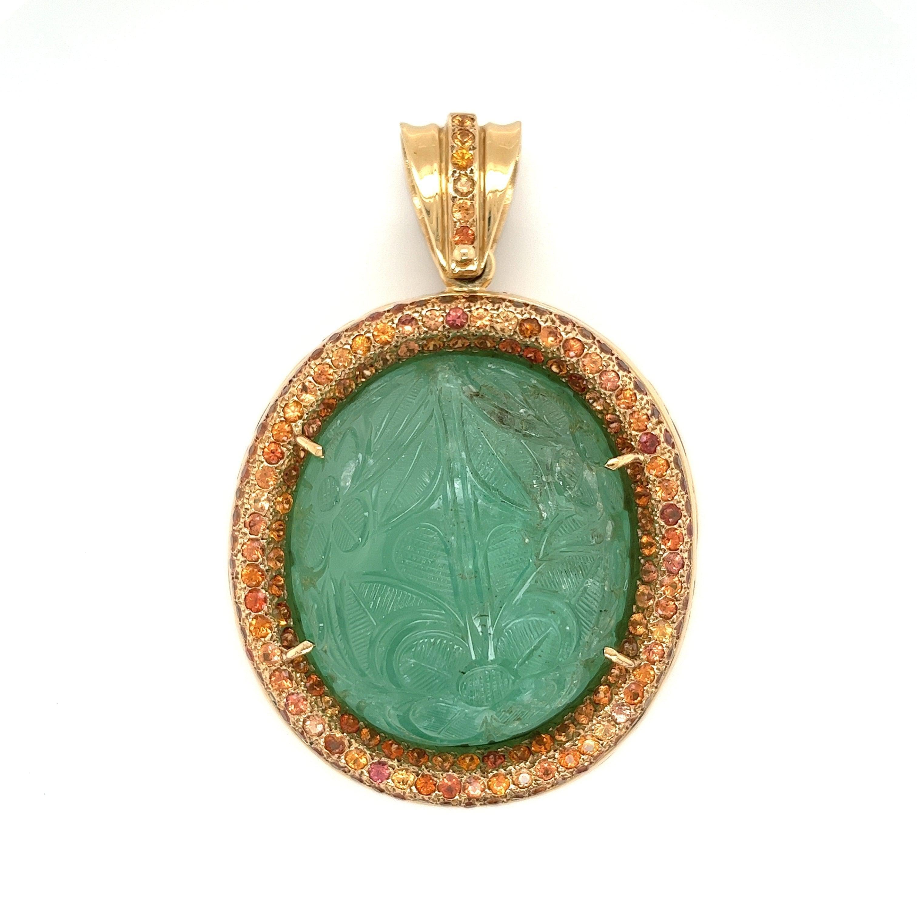 GIA certified 250 Carat Colombian Emerald Pendant in 18k Rose Gold-Emerald Pendant-ASSAY