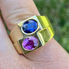 GIA certified Blue and Pink Sapphire Mens Ring in 18k solid gold - ASSAY