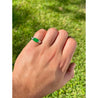 GIA certified Oval Jade with Diamond Sidestones in Platinum Ring - ASSAY