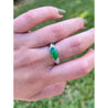 GIA certified Oval Jade with Diamond Sidestones in Platinum Ring - ASSAY