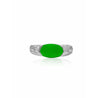 GIA certified Oval Jade with Diamond Sidestones in Platinum Ring