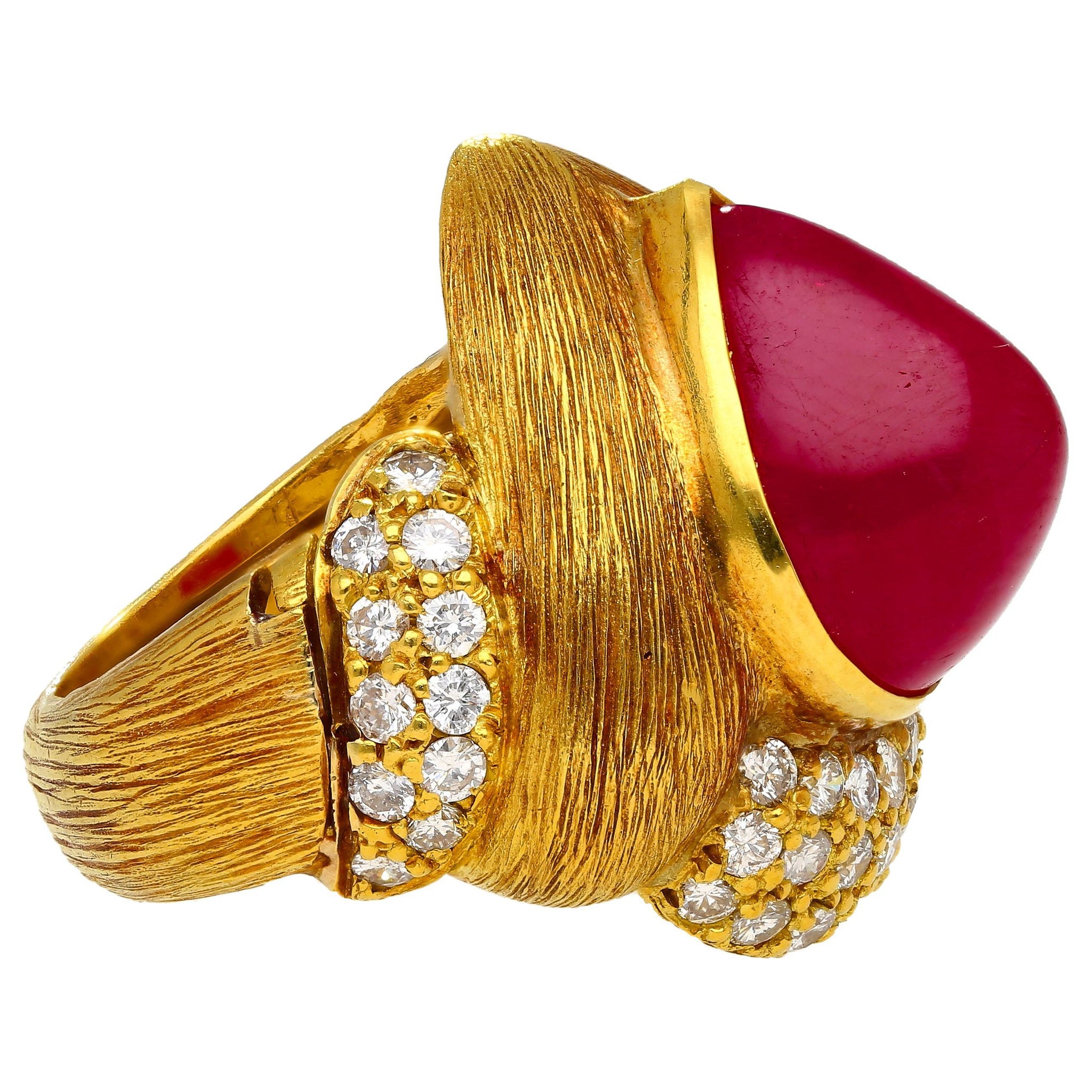 GRS Cert. 13.86 Carat No Heat Ruby Eiseman Signed Vintage Ring
