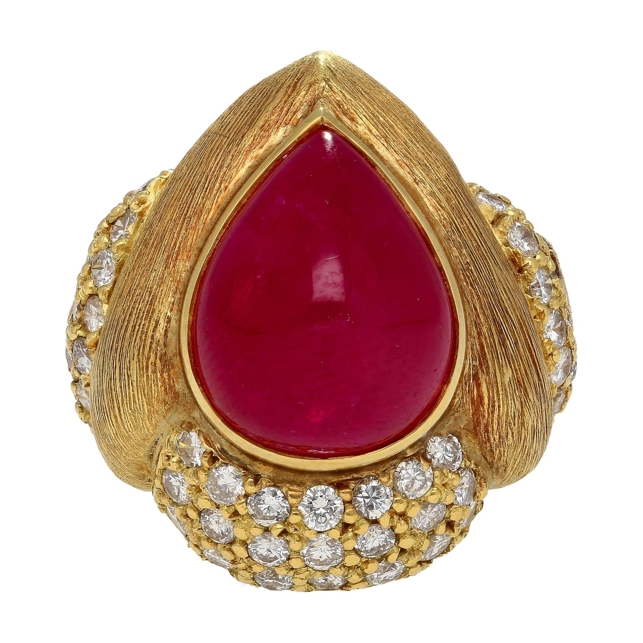 GRS Cert. 13.86 Carat No Heat Ruby Eiseman Signed Vintage Ring