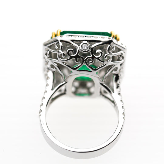 GRS Cert. 17.73 Carat Minor Oil Colombian Emerald Ring