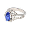 GRS Cert. 2.5 Carat Oval No Heat Blue Sapphire & Diamond Split Shank Ring