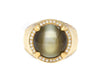 GRS Certified 13.89 Carat Chrysoberyl Cats Eye Mens 18K Yellow Gold Ring