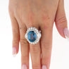 GRS Certified 18.16 Carat No Heat Mogok Burma Oval Cut Blue Sapphire and Diamond Ring-Rings-ASSAY