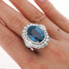 GRS Certified 18.16 Carat No Heat Mogok Burma Oval Cut Blue Sapphire and Diamond Ring