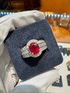 GRS Certified 1.37 Carat Burma Pigeon Blood Ruby & Diamond Ring in 18K Gold