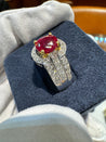 GRS Certified 1.37 Carat Burma Pigeon Blood Ruby & Diamond Ring in 18K Gold