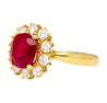 GRS Certified 2.99 Oval Cut Burma Ruby & Diamond Halo Ring