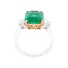 GRS Certified 4.90 Carat Insignificant Oil Colombian Emerald & Trapezoid Cut Diamond 3-Stone Ring-Rings-ASSAY