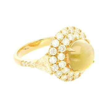 Anello Ring con occhio di gatto di crisoberillo non trattato da 5 carati e diamanti a doppio alone, certificato GRS – Assay Jewelers
