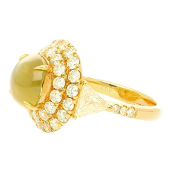 Anello Ring con occhio di gatto di crisoberillo non trattato da 5 carati e diamanti a doppio alone, certificato GRS – Assay Jewelers