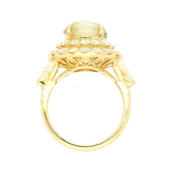 Anello Ring con occhio di gatto di crisoberillo non trattato da 5 carati e diamanti a doppio alone, certificato GRS – Assay Jewelers