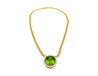 GRS Certified 51 carat Green Oval Cut Peridot with Diamond Halo in 18K Gold Cuban Chain Setting Pendant Necklace