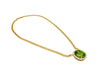 GRS Certified 51 carat Green Oval Cut Peridot with Diamond Halo in 18K Gold Cuban Chain Setting Pendant Necklace