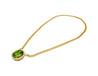 GRS Certified 51 carat Green Oval Cut Peridot with Diamond Halo in 18K Gold Cuban Chain Setting Pendant Necklace-Necklace-ASSAY