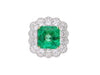 GRS Certified 8.04 Carat Minor Oil Colombian Emerald & Diamond Halo Ring