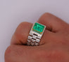 GRS certified 3.43 carat Colombian Emerald Mens Link Ring-Rings-ASSAY