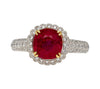 Gubelin Certified 3.02 Carat Cushion Cut Burma Ruby & Round Cut Diamond Platinum Ring