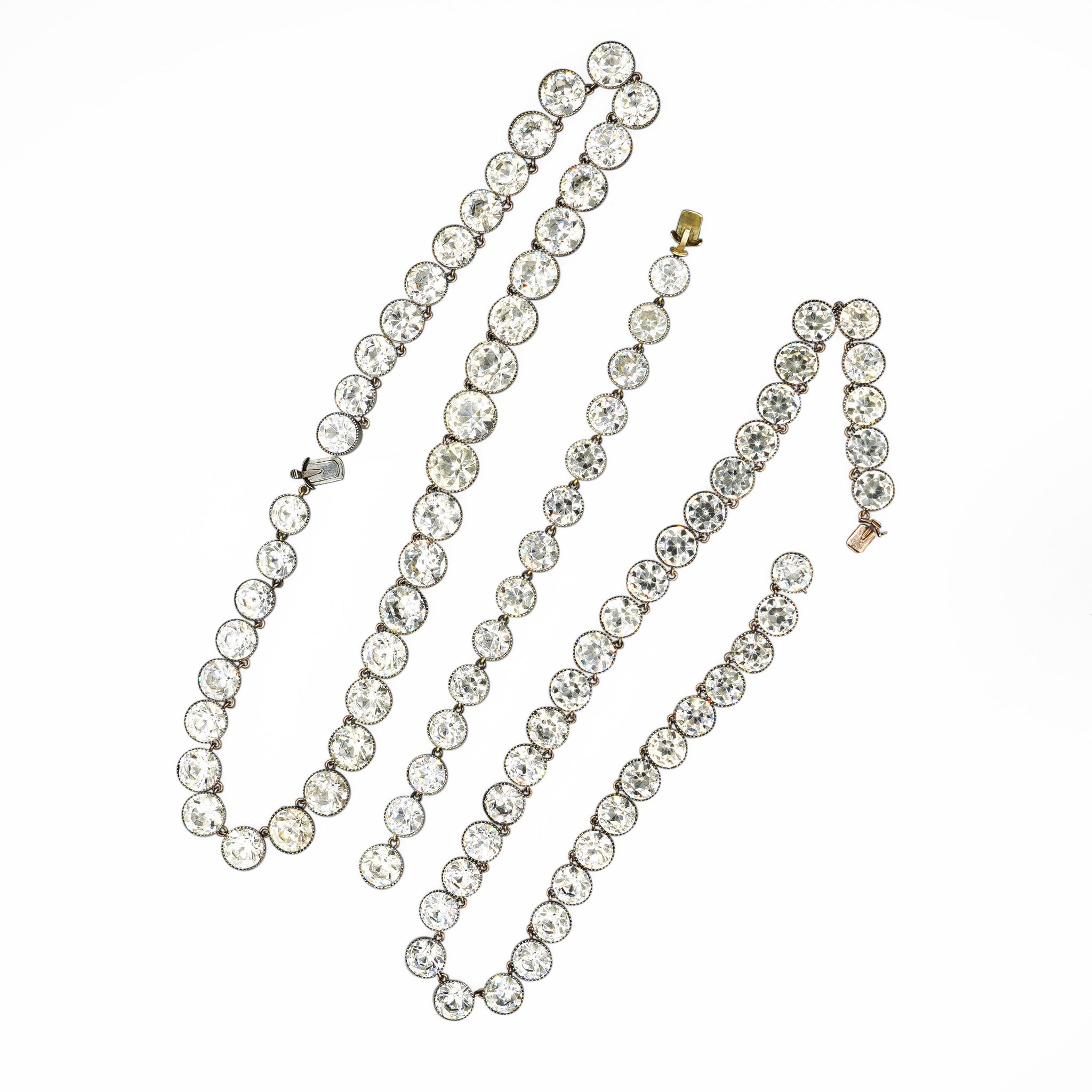 Hamilton and Inches Vintage Riviera Paste Necklace and Bracelet Set 1910s