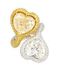 Herzschliff 5,79 & 5,73 Karat Fancy Gelber & Weißer Diamant Toi Et Moi 18K Gold Ring