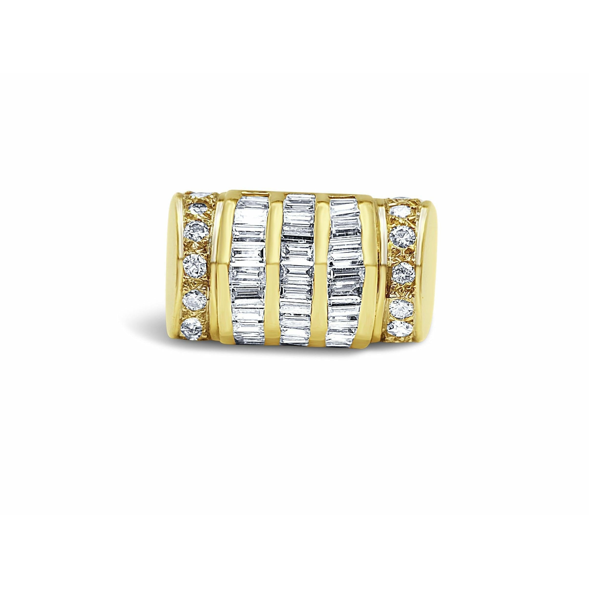 Heavy 14k Gold Mens Ring With Baguette Cut Diamonds - ASSAY