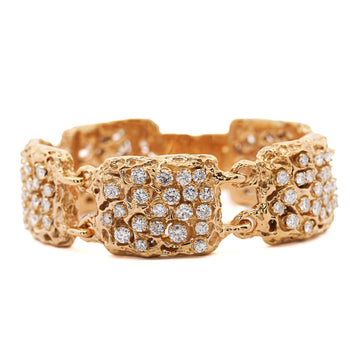 Heavy Vintage Diamond 5-Link 14K Gold Nugget Bracelet – Assay Jewelers