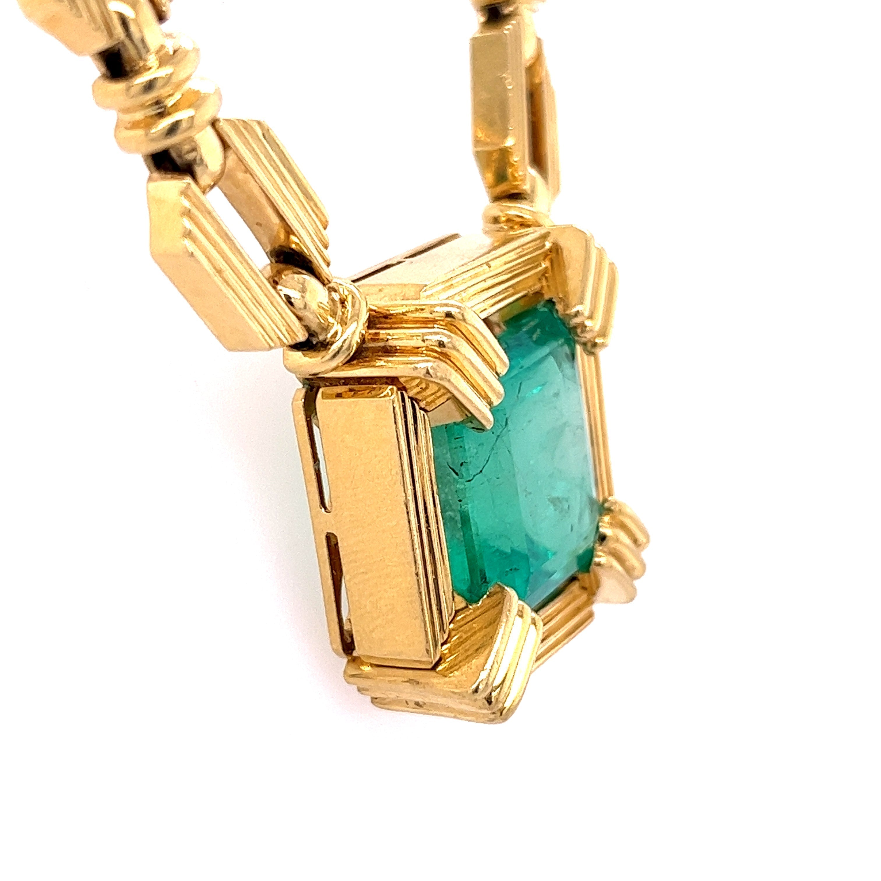 Henry Dunay 19.48 carat Colombian Emerald Necklace in 18k Yellow Gold-Necklaces-ASSAY