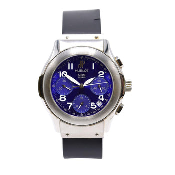 Hublot Elegant MDM 1810.2 Stainless Steel Blue Dial Automatic Chronograph Watch – Assay Jewelers