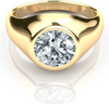 IGI Certified 2.5-3 Carat Round Lab Grown Diamond Bezel Set Mens Solitaire Ring in 14K Solid Gold