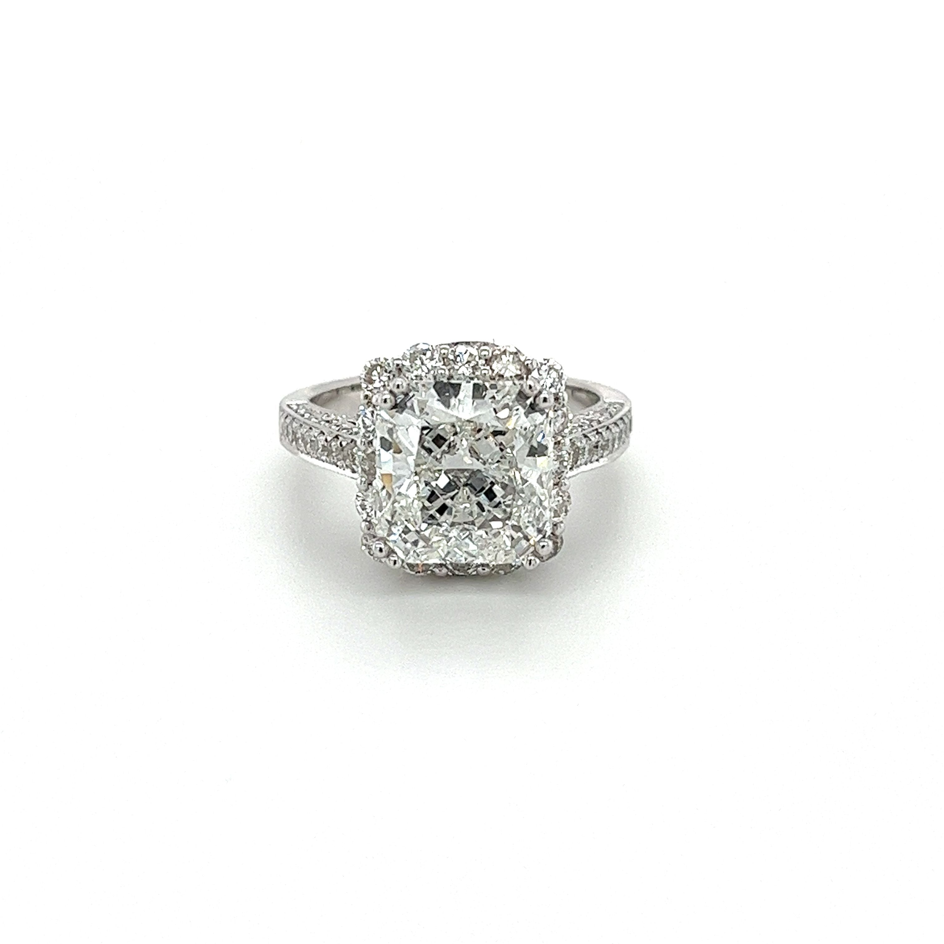 VS1 Radiant Cut Lab Grown Semi-Pave Halo Diamond Ring-Diamond Ring-ASSAY