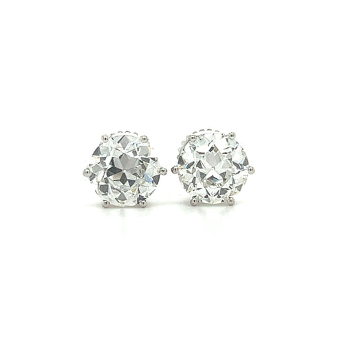 IGI Certified 6.06 Carat Total Old European Cut CVD Lab Grown Diamond 6-prong Stud Earring