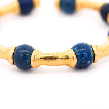 Ilanis Lalounis Lapis Lazuli 21K Gold Hammered Finish Bead Bangle Bracelet – Assay Jewelers