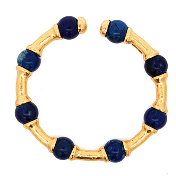 Ilanis Lalounis Lapis Lazuli 21K Gold Hammered Finish Bead Bangle Bracelet – Assay Jewelers