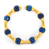 Ilanis Lalounis Lapis Lazuli 21K Gold Hammered Finish Bead Bangle Bracelet