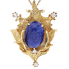 Art Deco Lapis Lazuli and Diamond 18K Yellow Gold Brooch Pendant