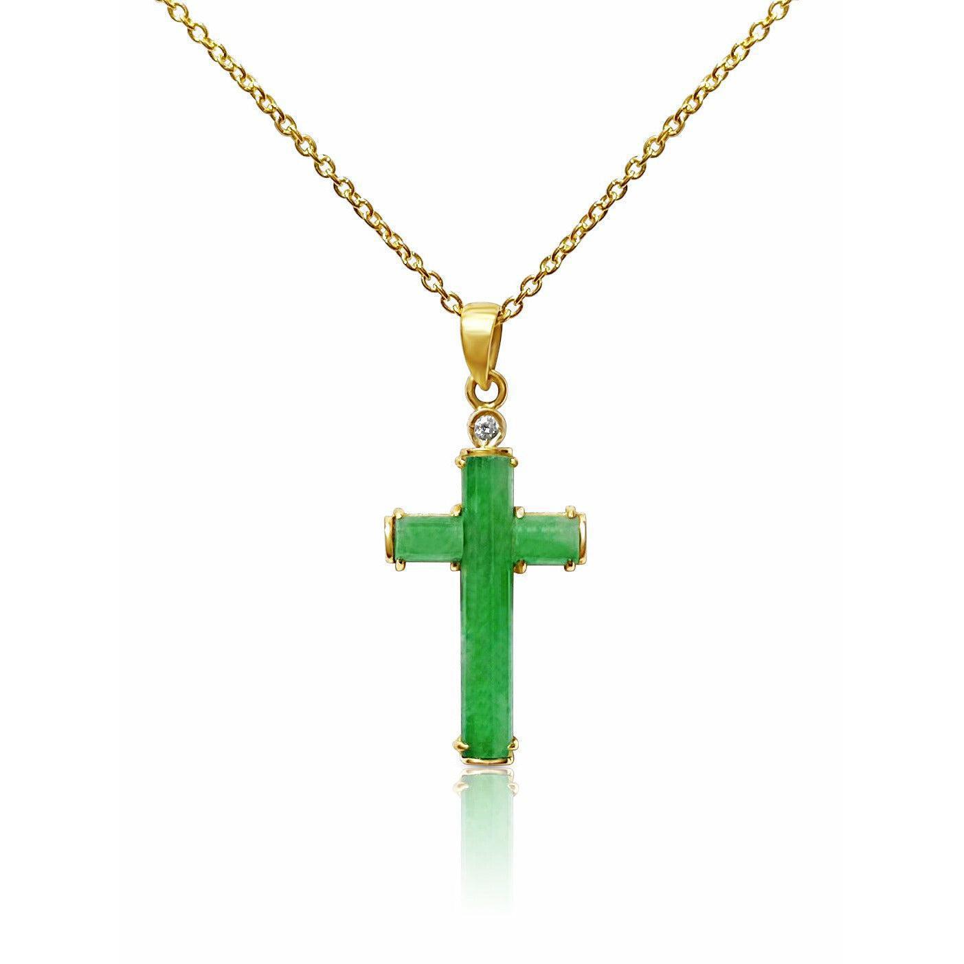 Jade Cross Pendant in 18k Solid Gold - ASSAY