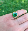 Julius Cohen Signed AGL Certified 5.40 carat Emerald Minor Oil 18k Gold Ring