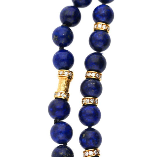 Lapis Lazuli Bead with Diamond Rondelles 18K Yellow Gold Necklace & Bracelet Set