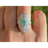 Marquise Cut Emerald and Diamond Dome Ring - ASSAY