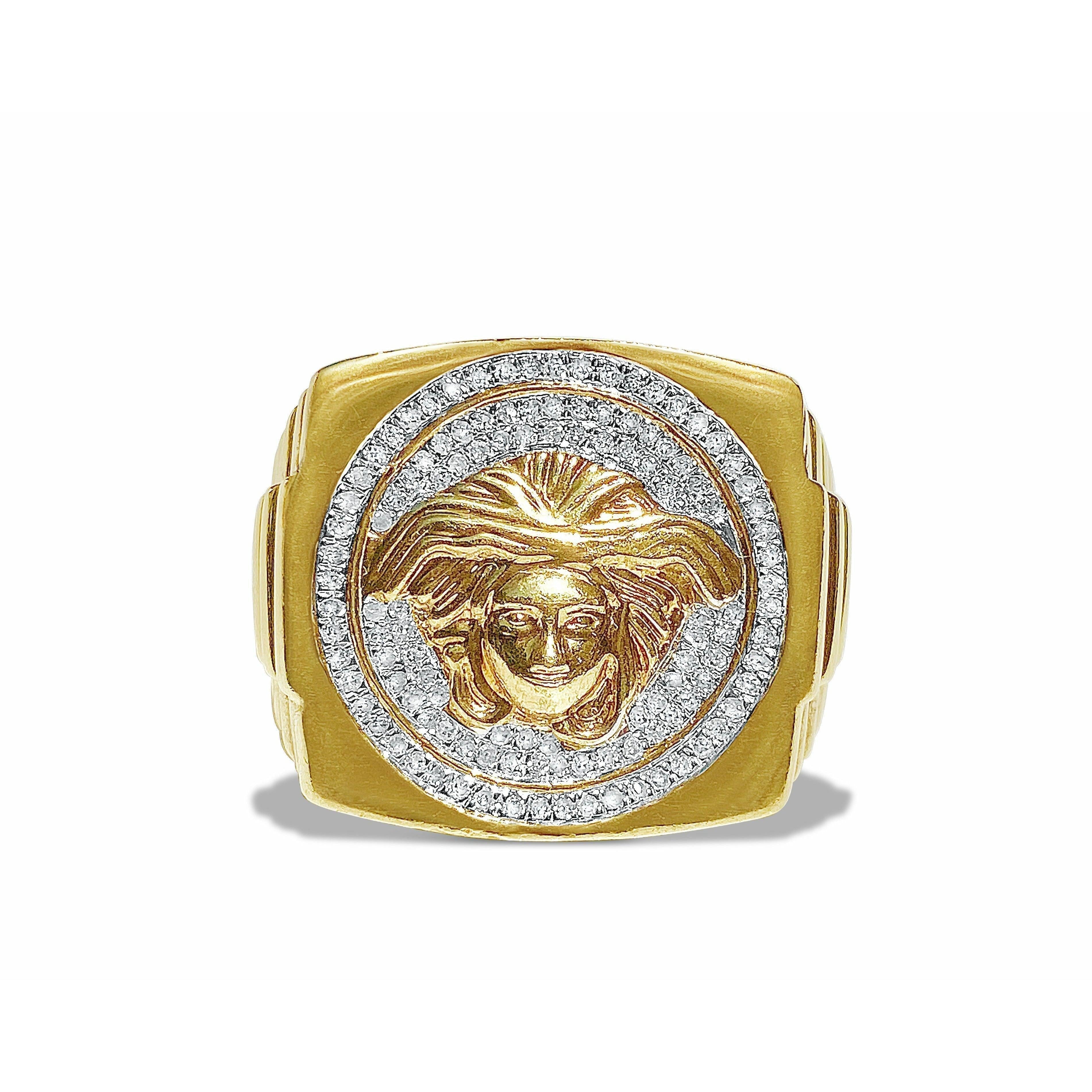 Medusa Faced 10k Gold Mens Ring - ASSAY