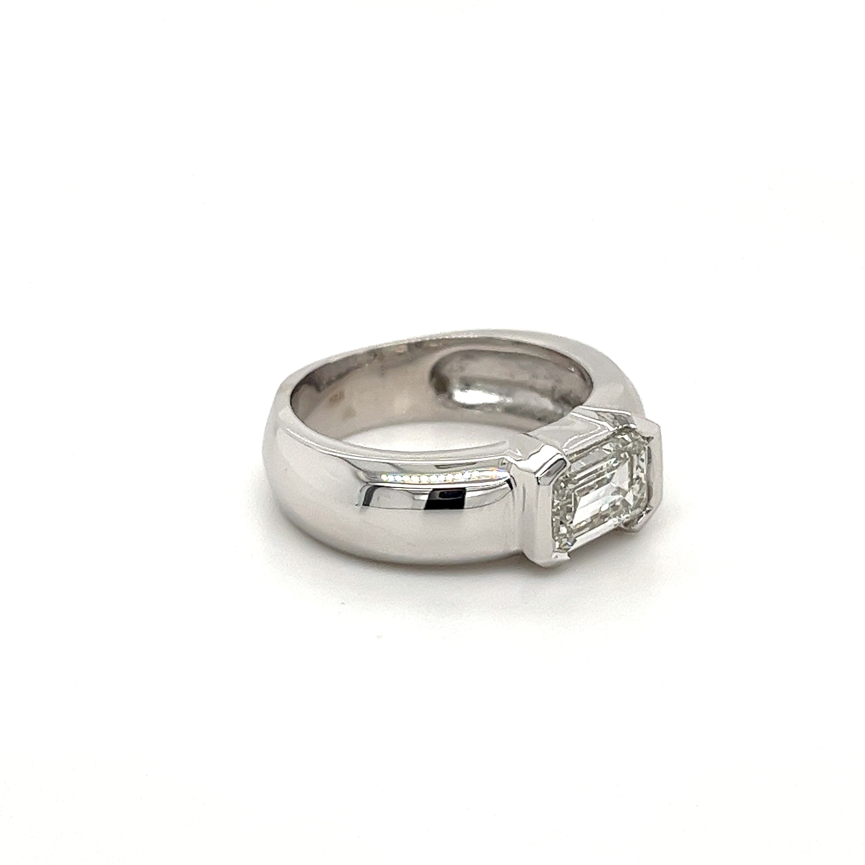 Mens 2 Carat Emerald Cut Lab Diamond East West Ring in 14K Gold-Rings-ASSAY