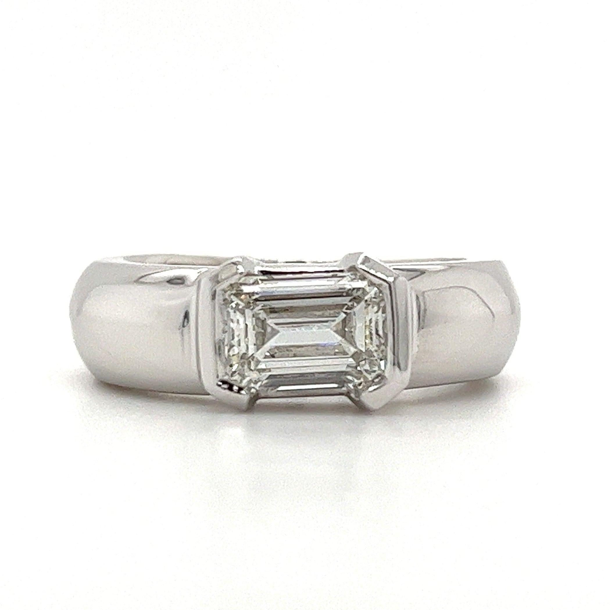 Mens 2 Carat Emerald Cut Lab Diamond East West Ring in 14K Gold-Rings-ASSAY