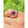 Mens 2.70 Carat Cushion Cut Ruby Ring in 14K Gold