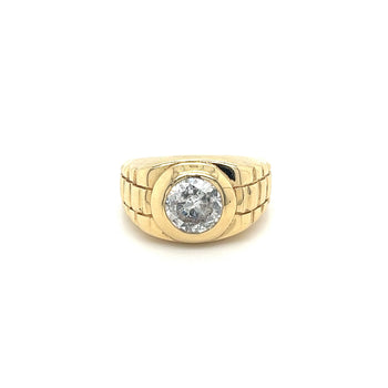 Bague pour homme en or 14K avec diamant rond naturel de 1,70 carat, serti clos – Assay Jewelers