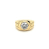 Men's Natural 1.70 Carat Round Cut Diamond In 14K Gold Bezel Set Ring-Diamond Ring-ASSAY